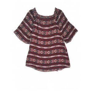 Hayden LA Womens M Blouse Boho Peasant Top Floral‎ Stripe Polyester Red NWT